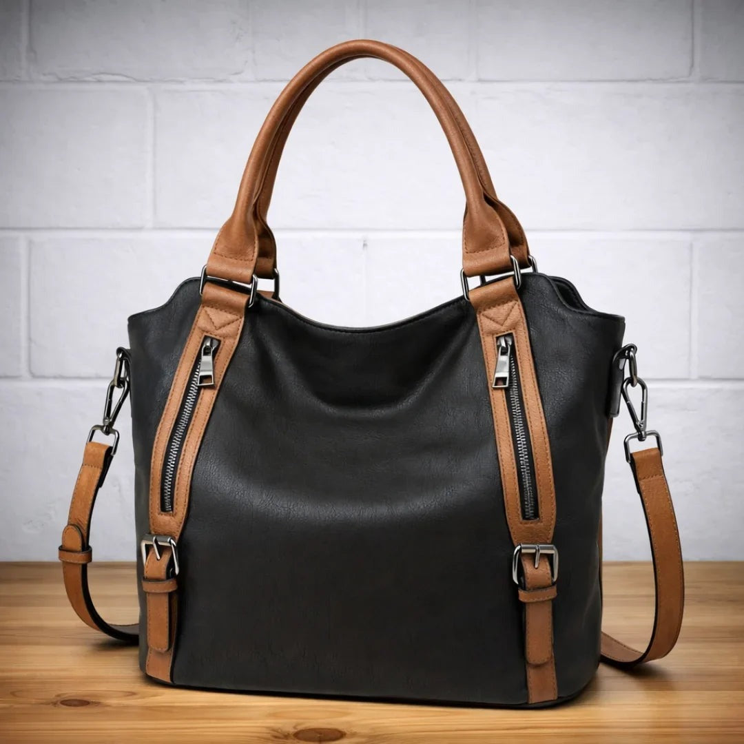Flora - Women's Slouchy Shoulder Bag with Zip Pockets