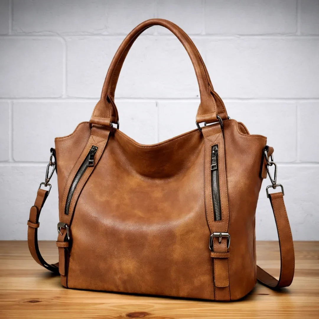 Flora - Women's Slouchy Shoulder Bag with Zip Pockets