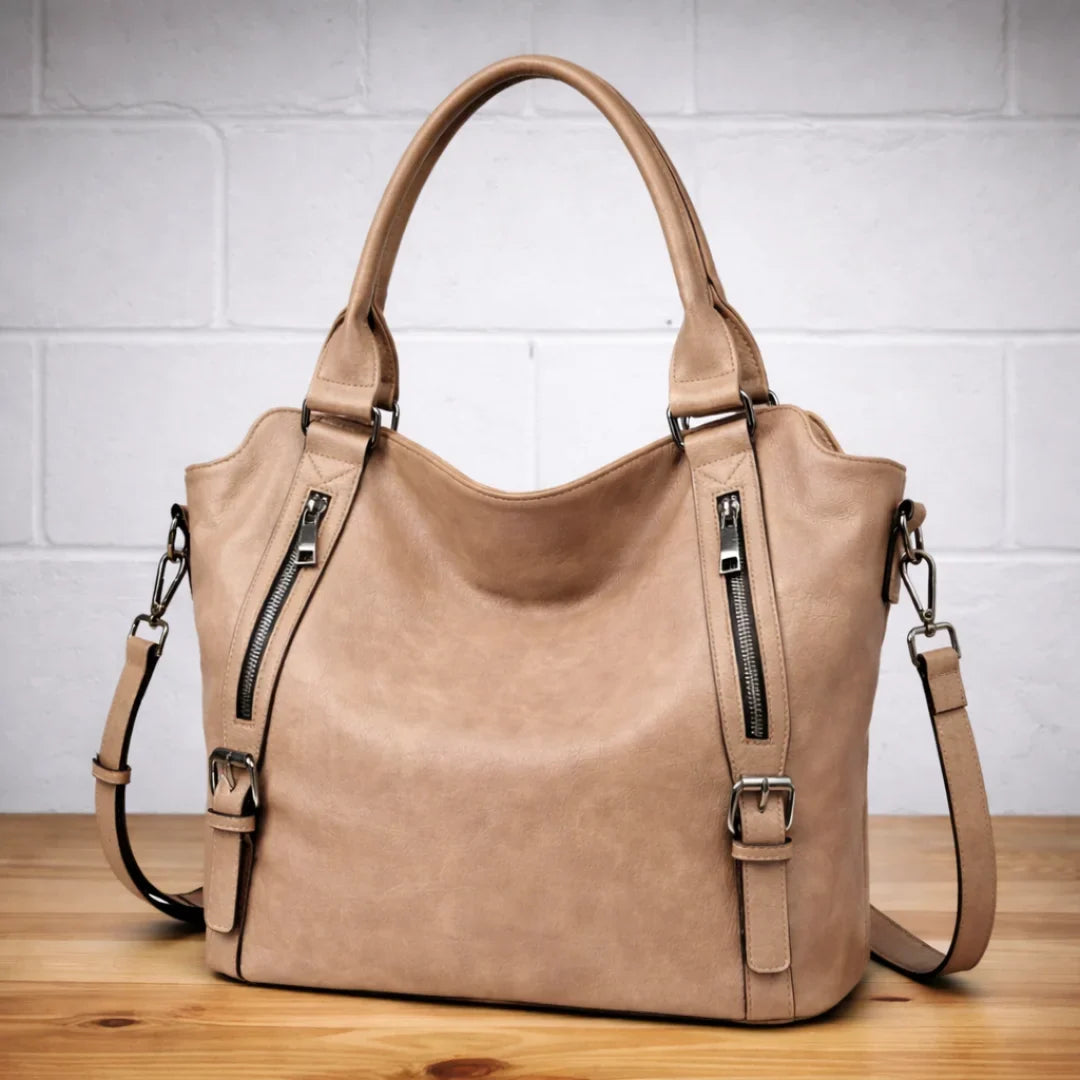 Flora - Women's Slouchy Shoulder Bag with Zip Pockets