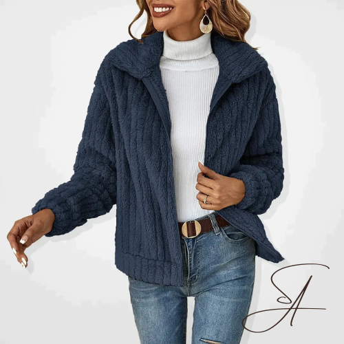 Harriet – Jachetă din fleece tip teddy pentru femei, cu guler cu rever
