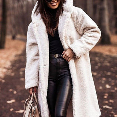 Women's Teddy Hooded Coat with Wide Lapels - photo 15