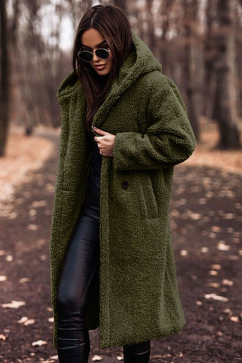 Women's Teddy Hooded Coat with Wide Lapels - photo 7