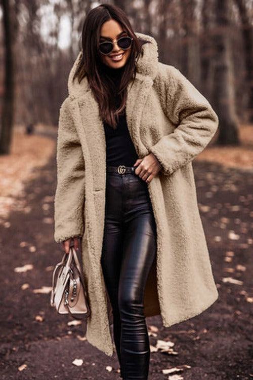 Women's Teddy Hooded Coat with Wide Lapels - photo 8