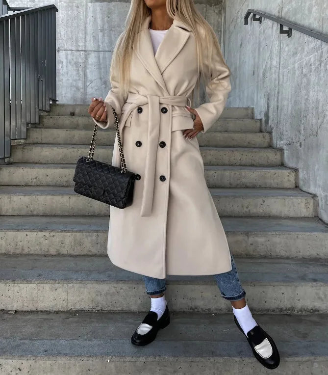 Women's Double Breasted Tie Waist Trench Coat - photo 1
