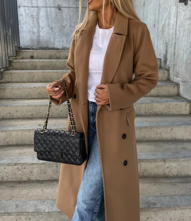 Women's Double Breasted Tie Waist Trench Coat - photo 5