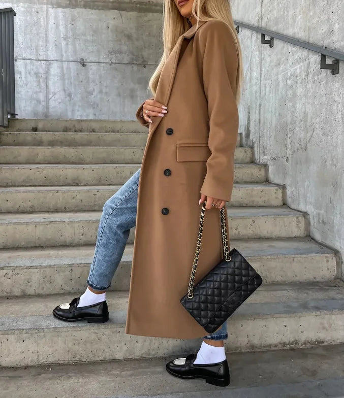 Women's Double Breasted Tie Waist Trench Coat - photo 6