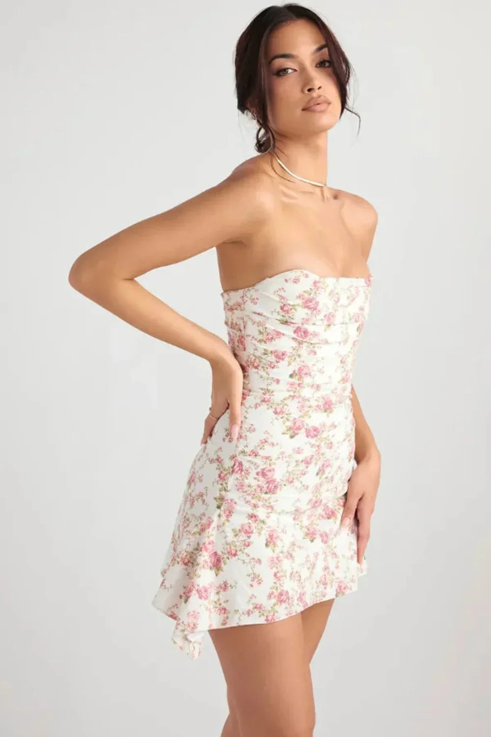 Women's Floral Strapless Corset Mini Dress - photo 4