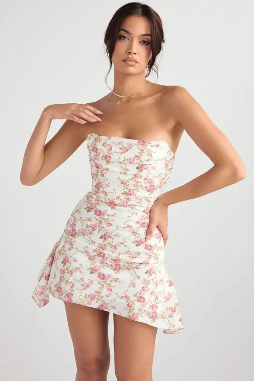Women's Floral Strapless Corset Mini Dress - photo 8
