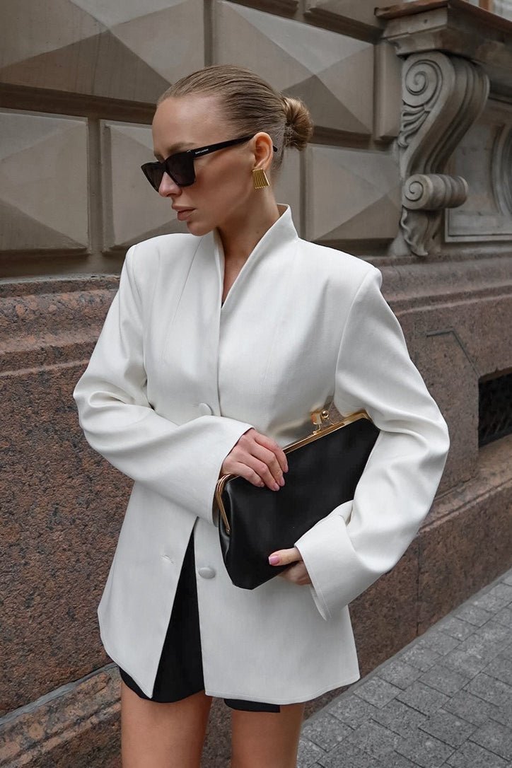 Nancy - Blazer bianco da donna dal taglio slim con vita sagomata