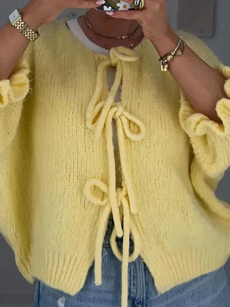 Xaviera - Women's Knitted Cardigan with Long Sleeves - photo 2