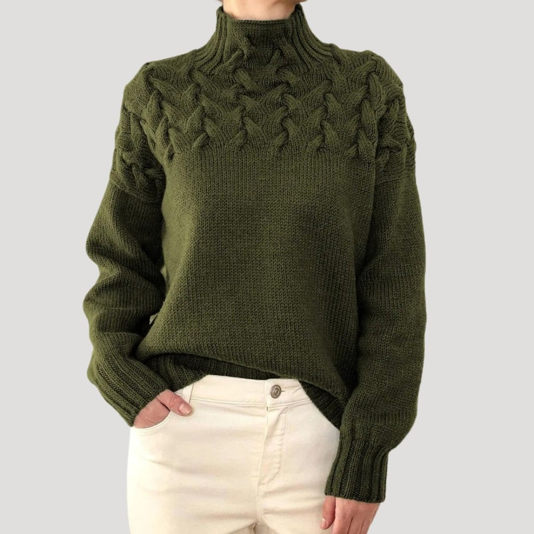 Xena - Women's Cable Knit Turtleneck Pullover Sweater - photo 9