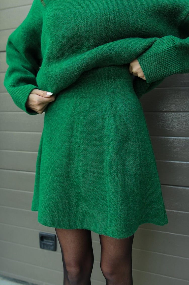 Women's Knit Two Piece Set with Oversized Sweater and Skirt