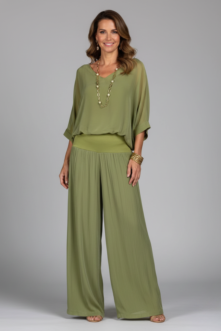 Ysabella - Women's Dolman Sleeve Top and Wide Trouser Set - photo 1