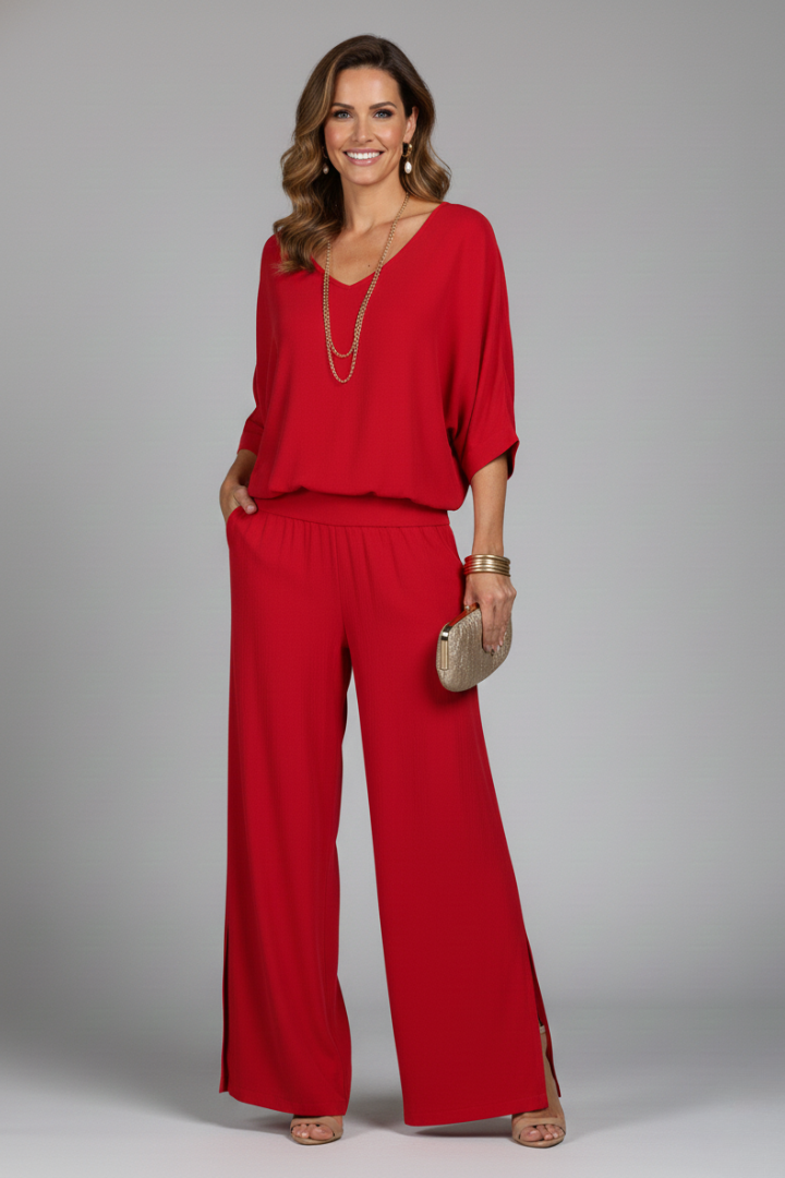 Ysabella - Women's Dolman Sleeve Top and Wide Trouser Set - photo 10