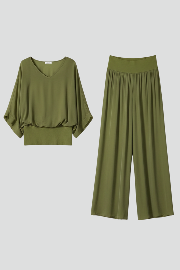 Ysabella - Women's Dolman Sleeve Top and Wide Trouser Set - photo 2
