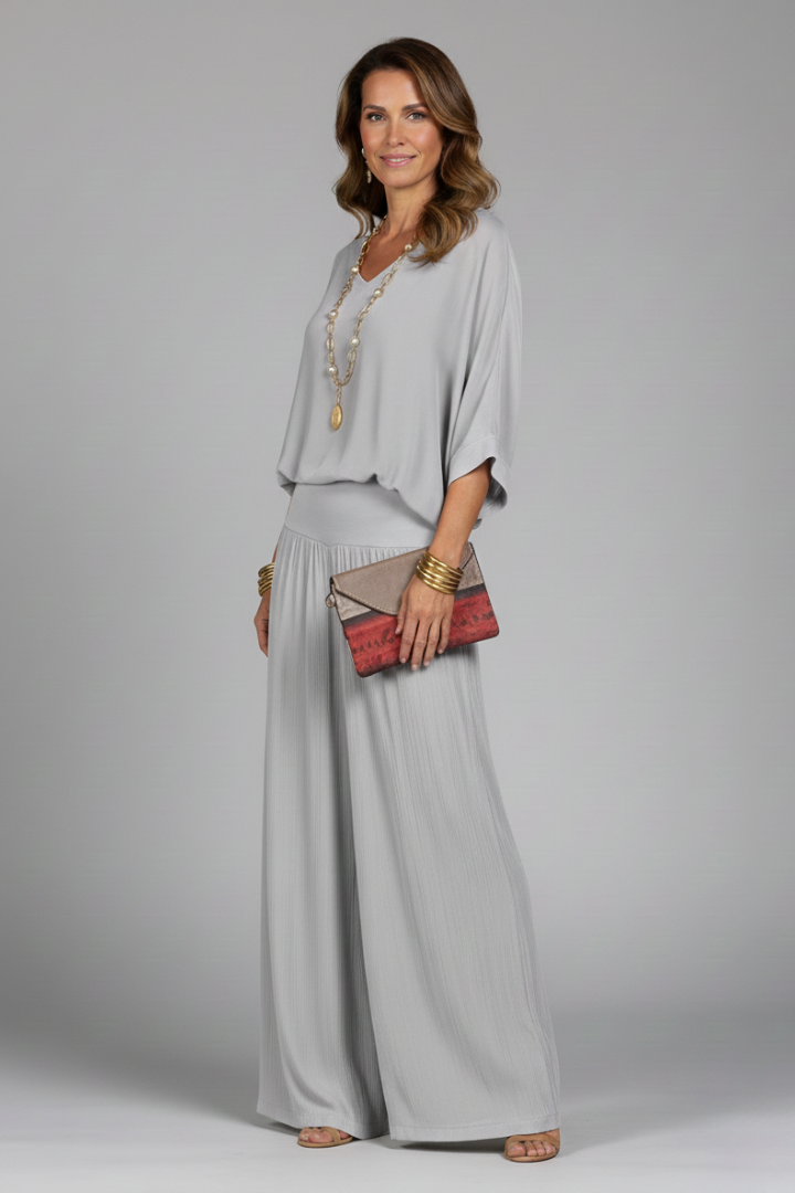 Ysabella - Women's Dolman Sleeve Top and Wide Trouser Set - photo 5