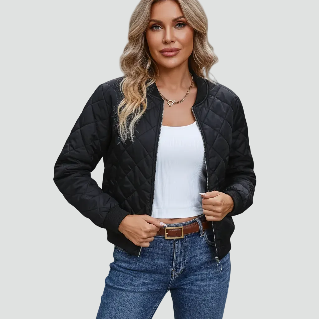 Zephyrine - Women's Quilted Bomber Jacket with Zip Front - photo 3
