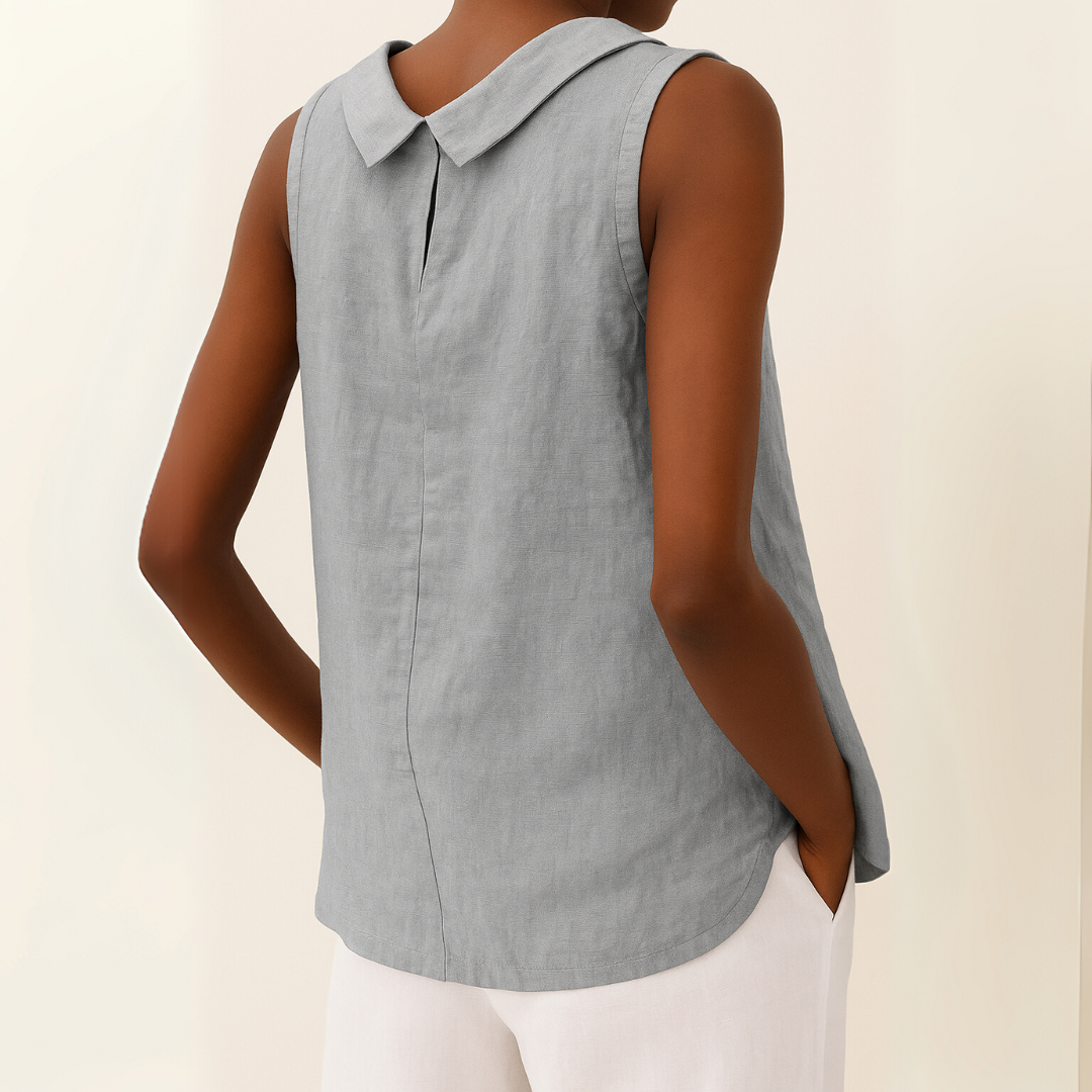 Zinnia - Women's Sleeveless Round Neck Casual Blouse - photo 2