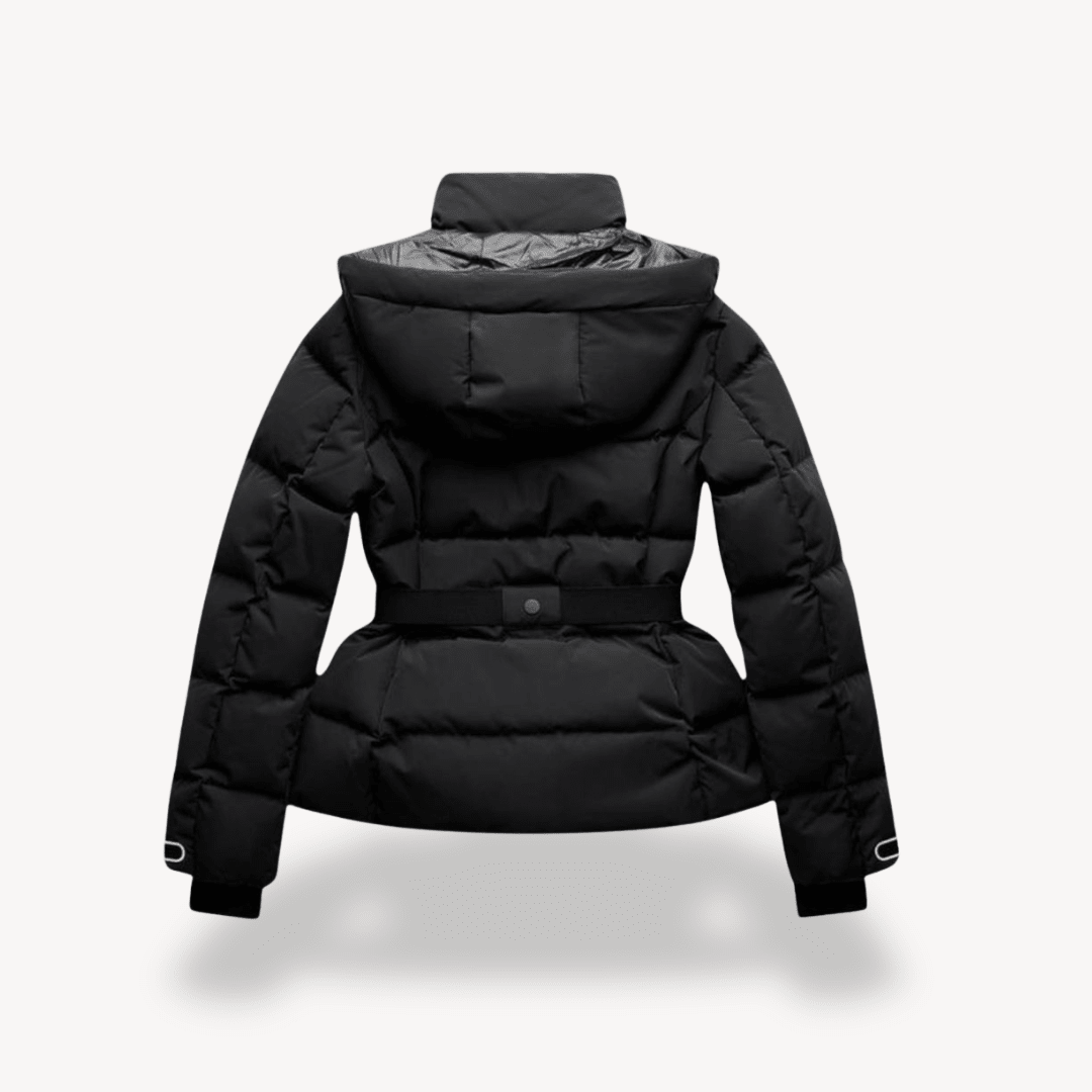 Ziva - Women's Puffer Jacket with Tie Belt and Hood - photo 2
