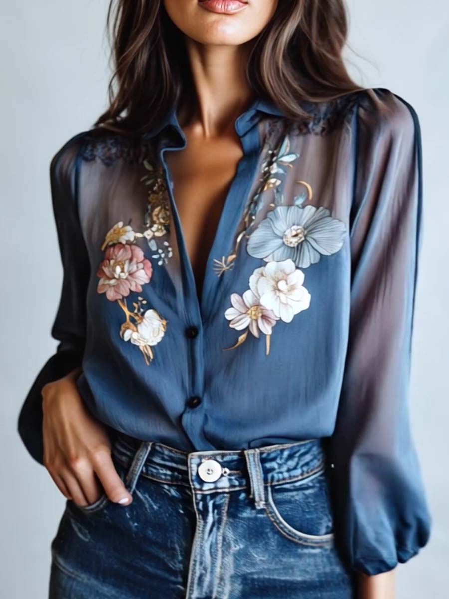 Women's Floral Boho Blouse with Relaxed Flowy Fit - photo 8