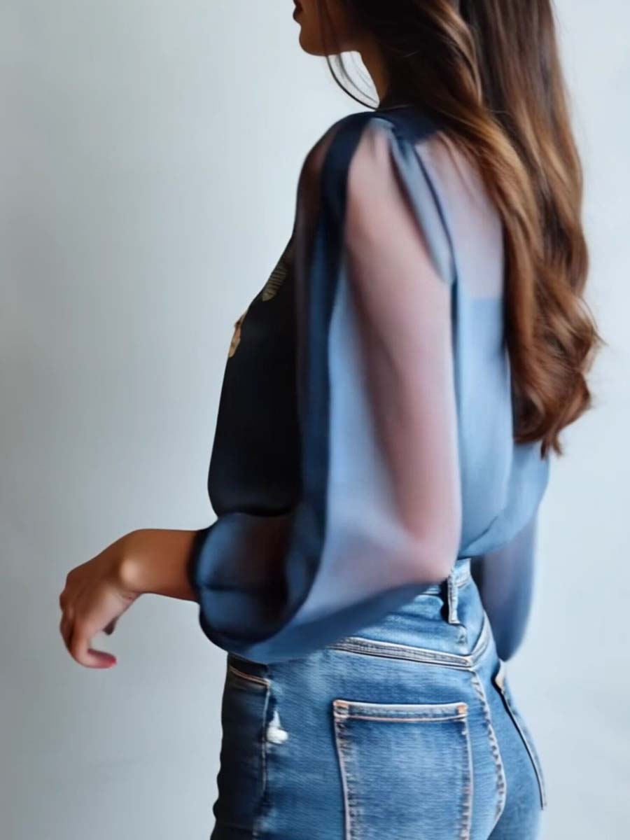 Women's Floral Boho Blouse with Relaxed Flowy Fit - photo 2