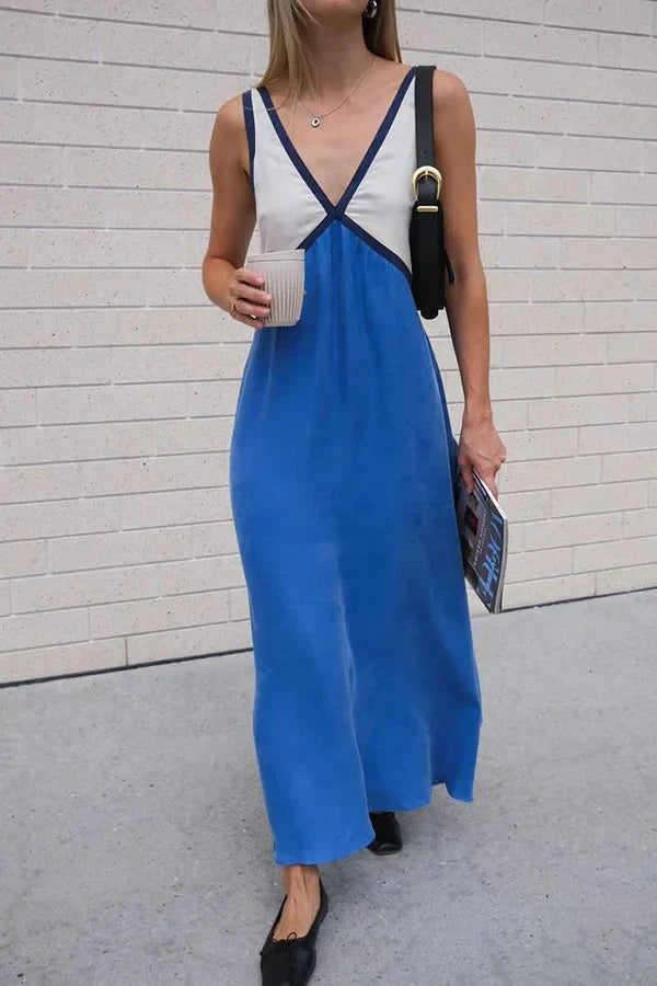 Stylish V-neck Colorblock Dress Elegant - photo 5