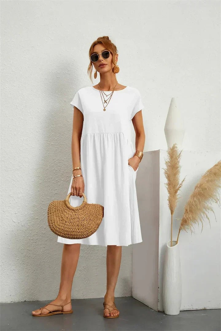 Helen - Women's A-Line Short Sleeve Dress with Pockets - photo 12
