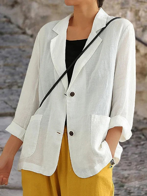 Women's Linen Button Front Blazer for Summer Wear - photo 2