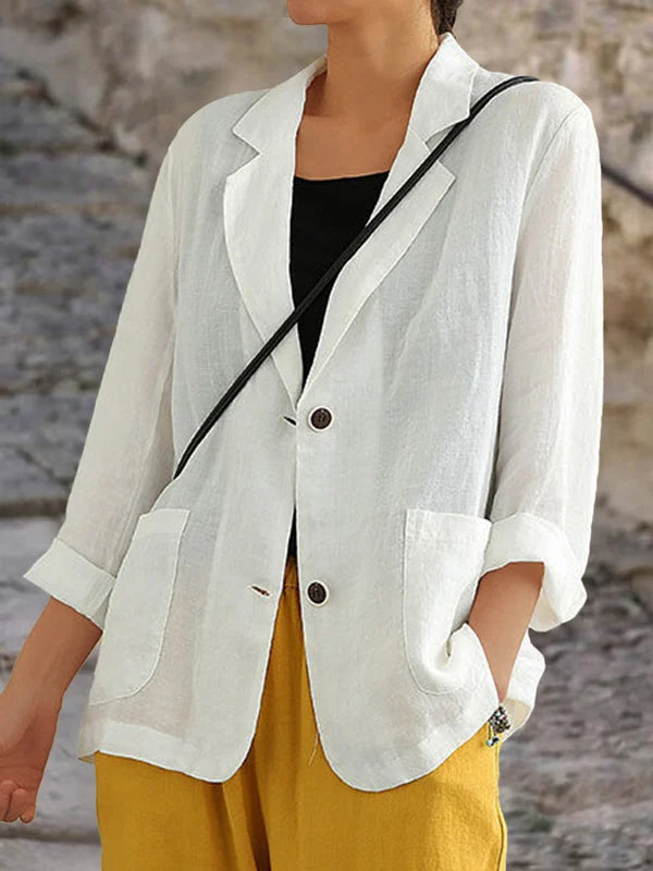 Women's Linen Button Front Blazer for Summer Wear - photo 2