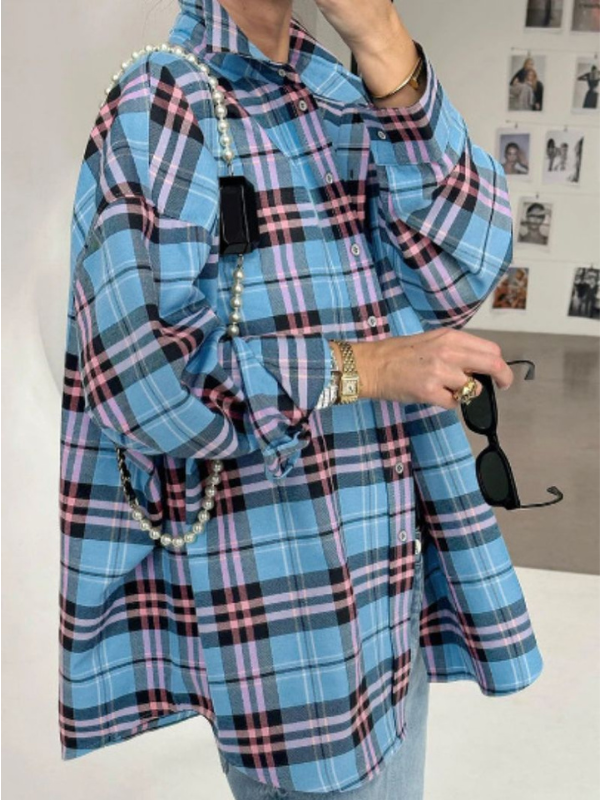Chiara - Women's Oversized Plaid Shirt with Button Front