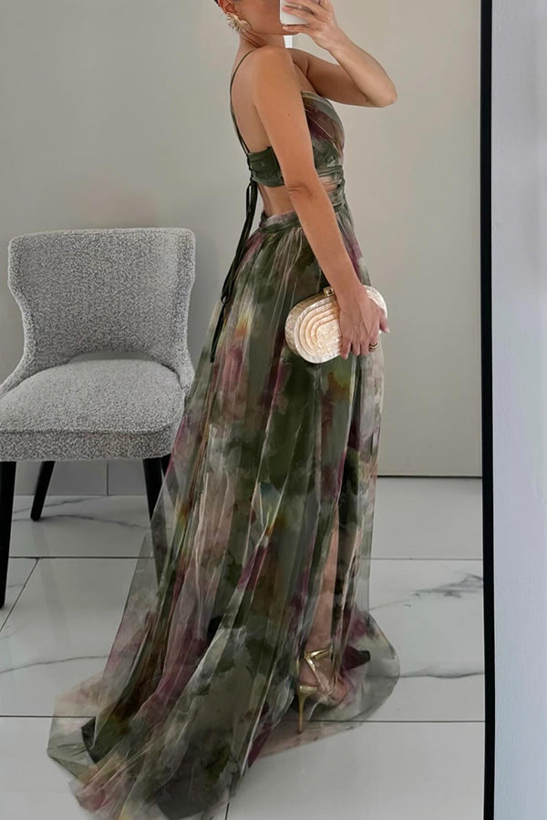 Rochie maxi florală pentru femei, potrivită pentru invitate la nuntă, cu fustă plisată