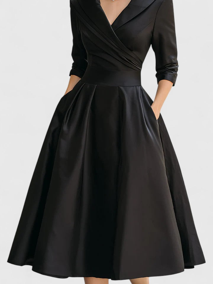 Keziah - Women's Midi Dress with Defined Waist