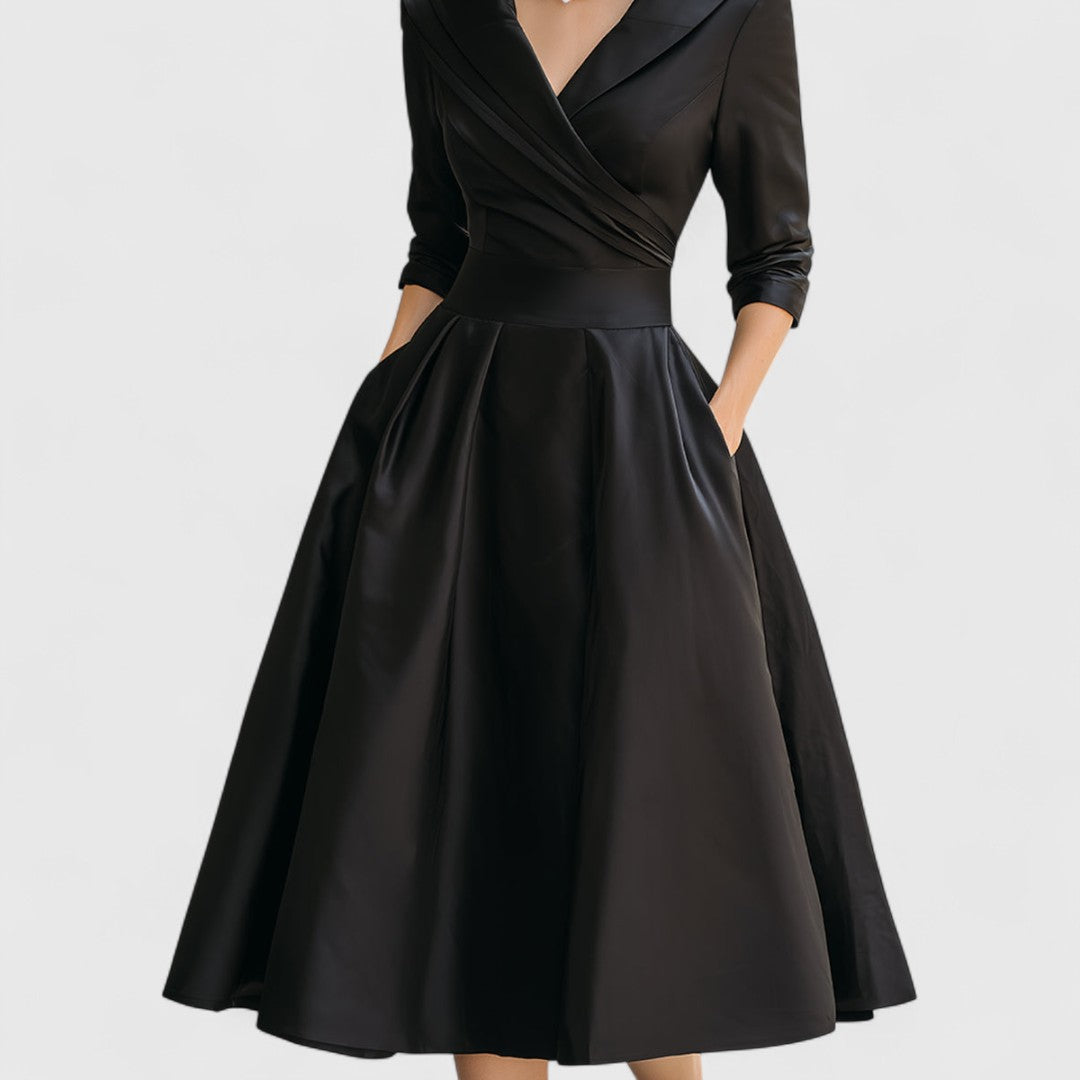Abito midi elegante da donna con scollo a V