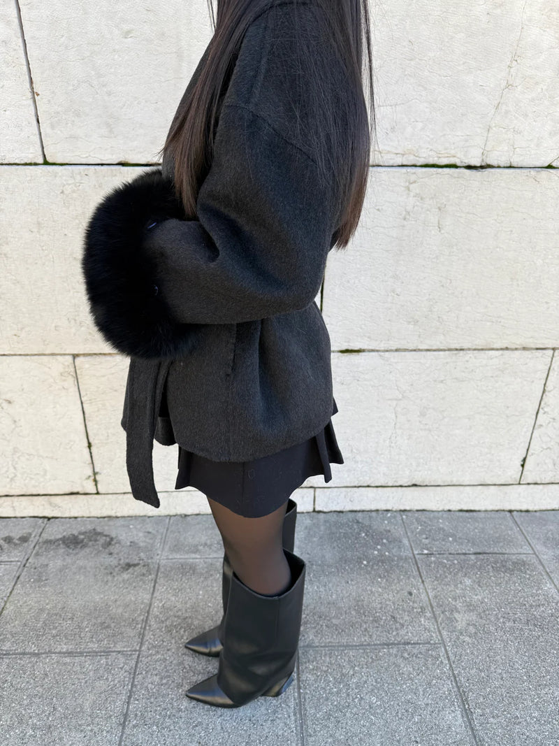 Women's Faux Fur Trim Belted Wrap Coat - photo 16