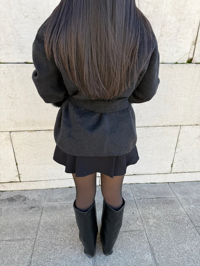 Women's Faux Fur Trim Belted Wrap Coat - photo 11