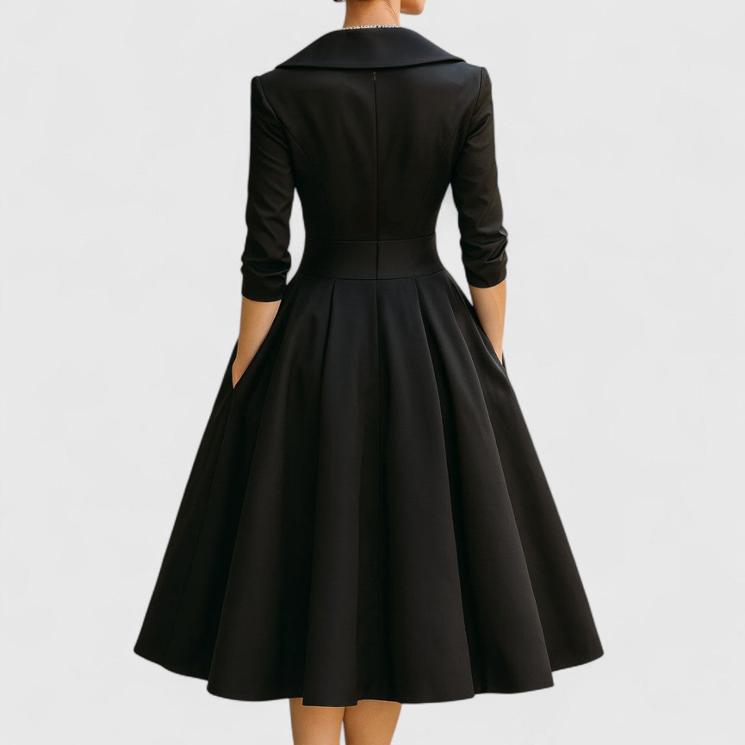 Abito midi elegante da donna con scollo a V