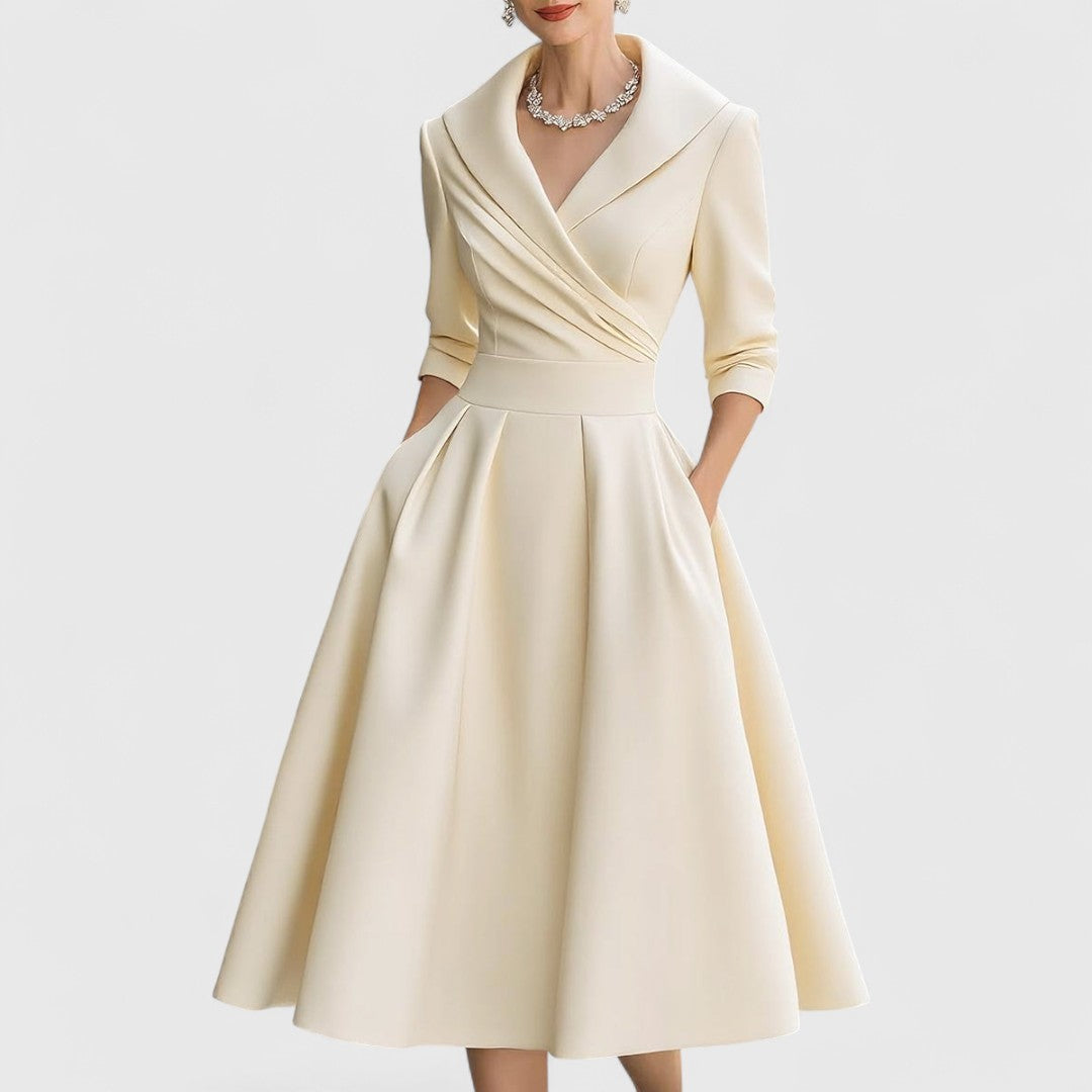 Abito midi elegante da donna con scollo a V