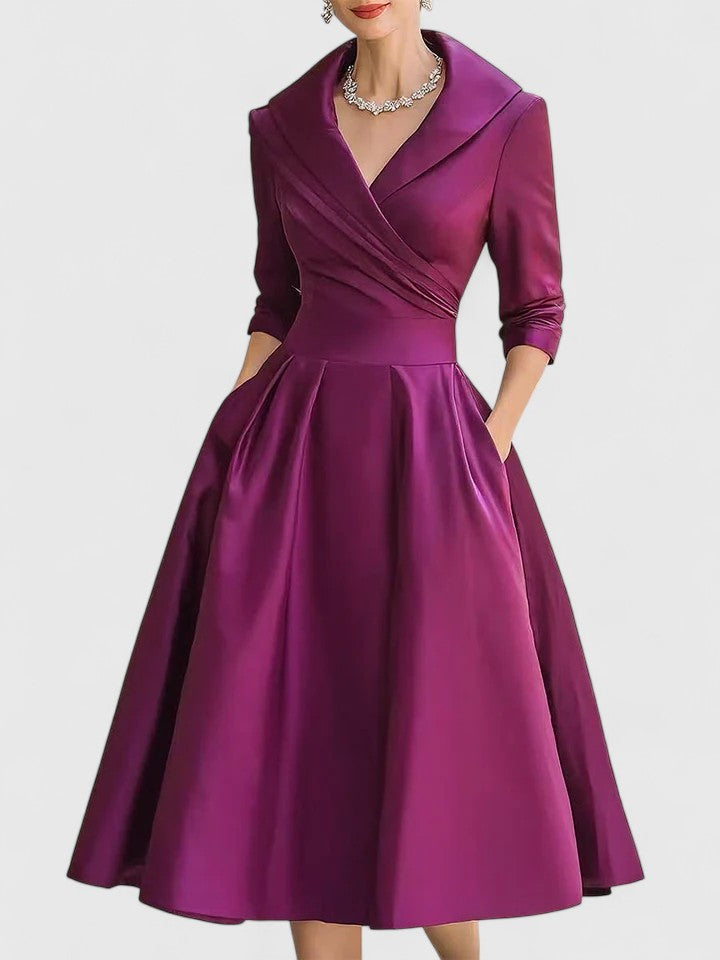 Keziah - Women's Midi Dress with Defined Waist