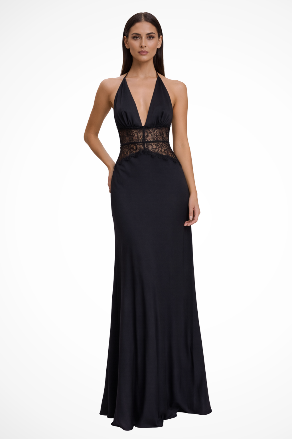 Women's Halter Neck Wedding Guest Maxi Dress with Flattering Drape