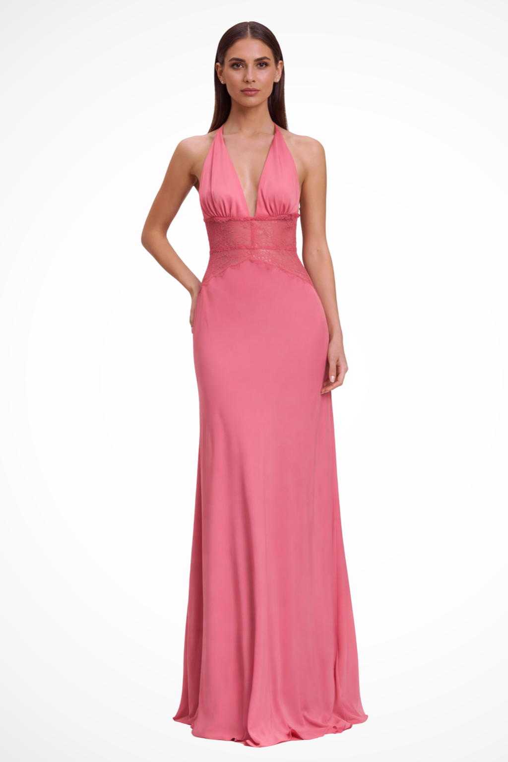 Women's Halter Neck Wedding Guest Maxi Dress with Flattering Drape