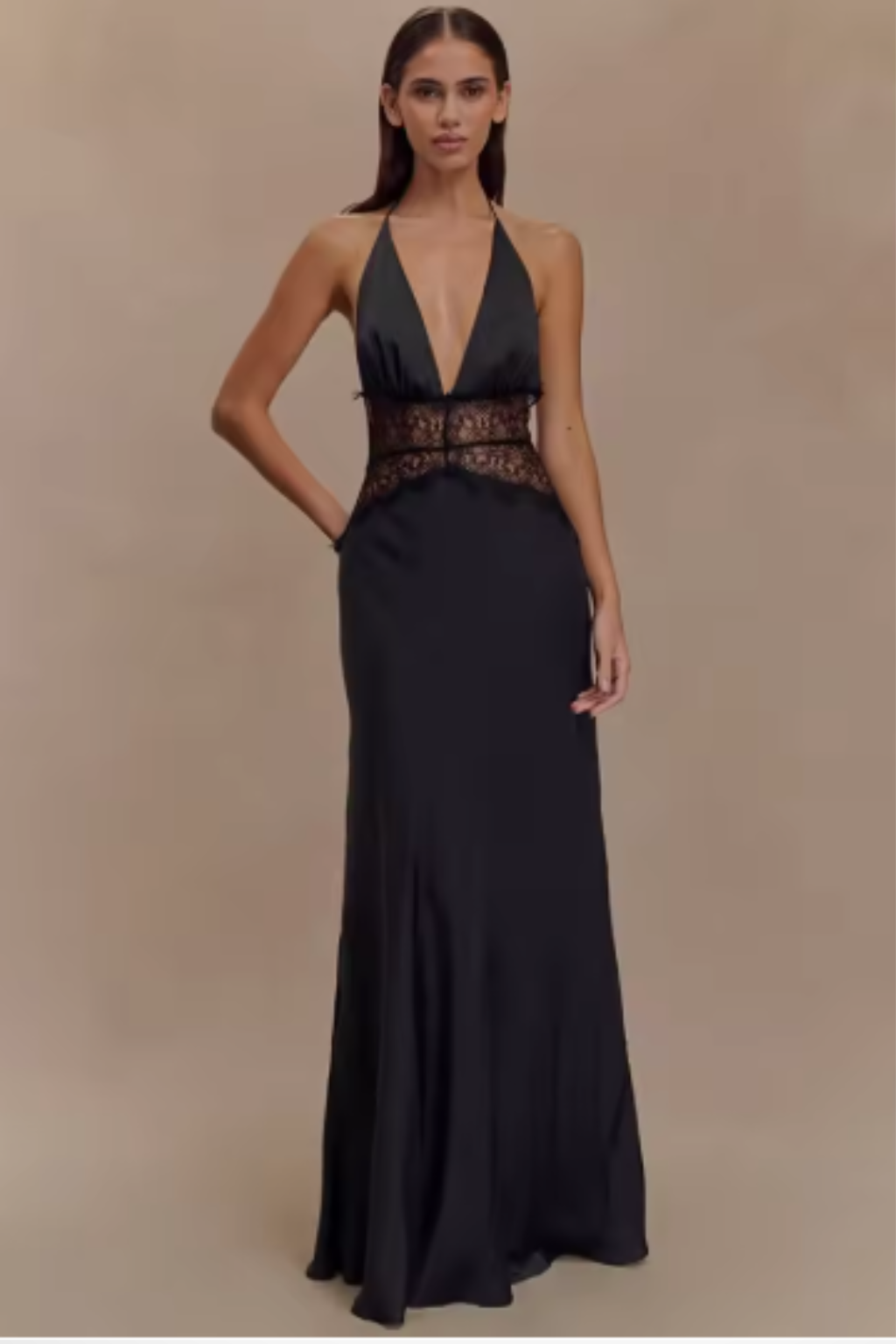 Women's Halter Neck Wedding Guest Maxi Dress with Flattering Drape