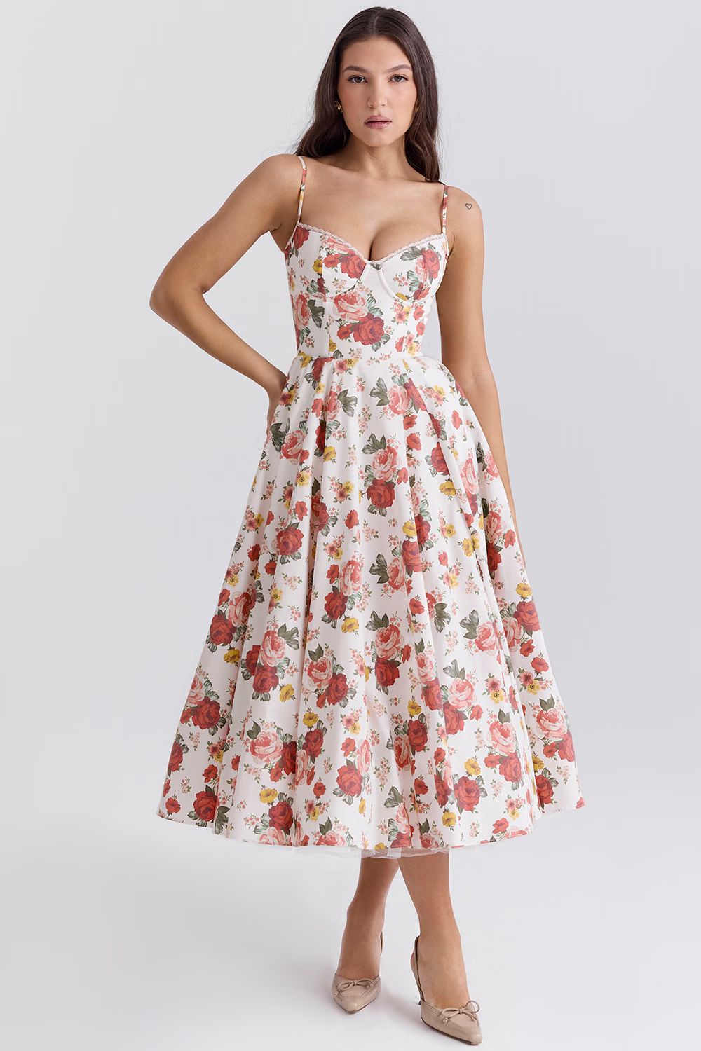 Women's Satin Flared Evening Dress with Fitted Bodice - photo 13
