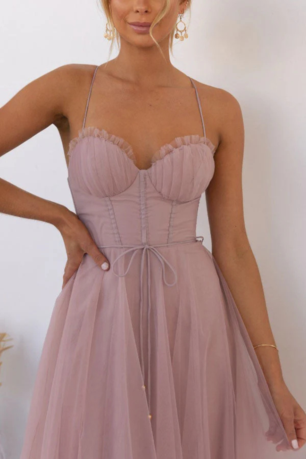 Robe Midi Femme Bustier en Tulle Élégant pour Soirées et Occasions Romantiques