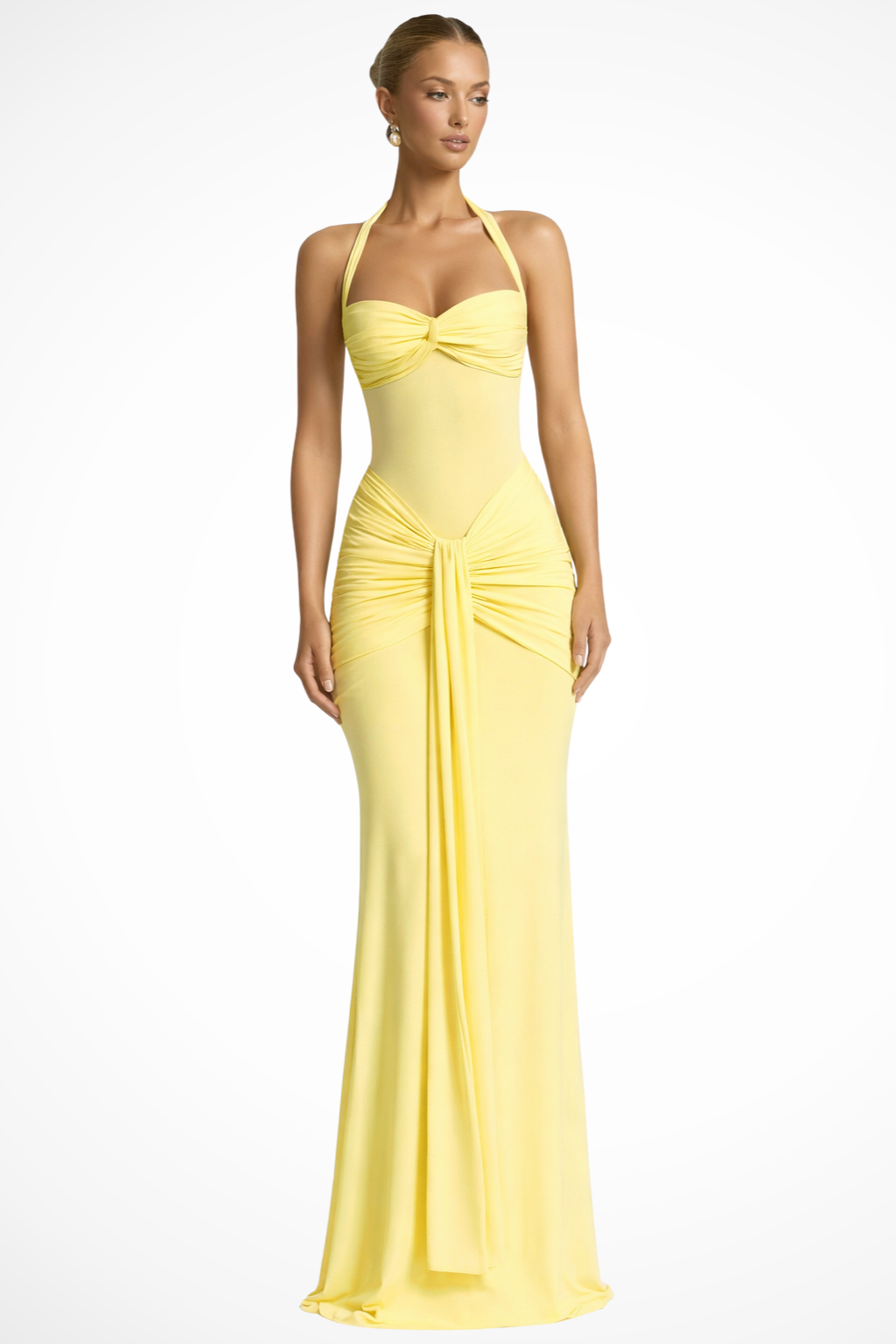 Women's Wedding Guest Maxi Dress with Flattering Drape