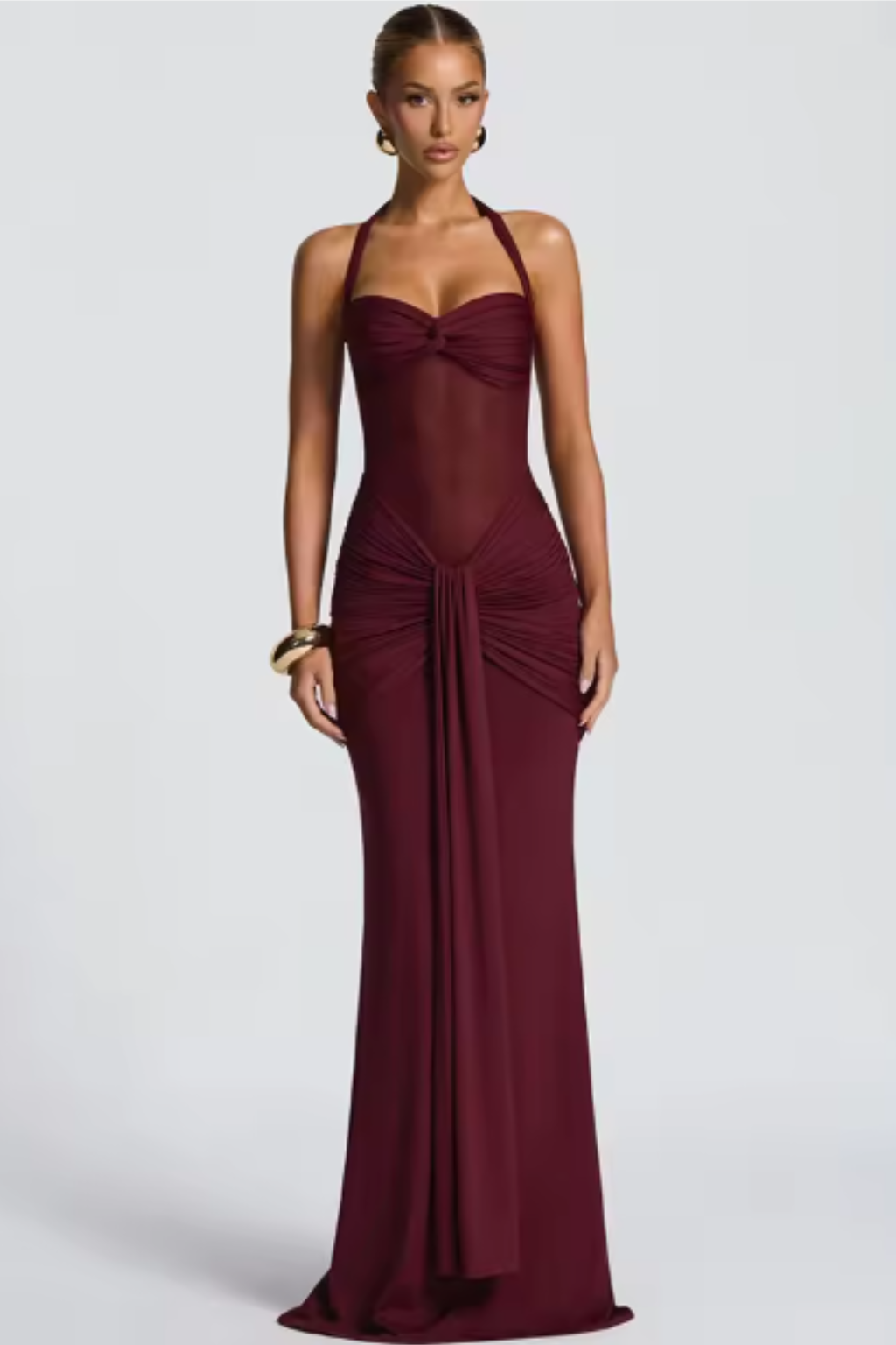 Women's Wedding Guest Maxi Dress with Flattering Drape