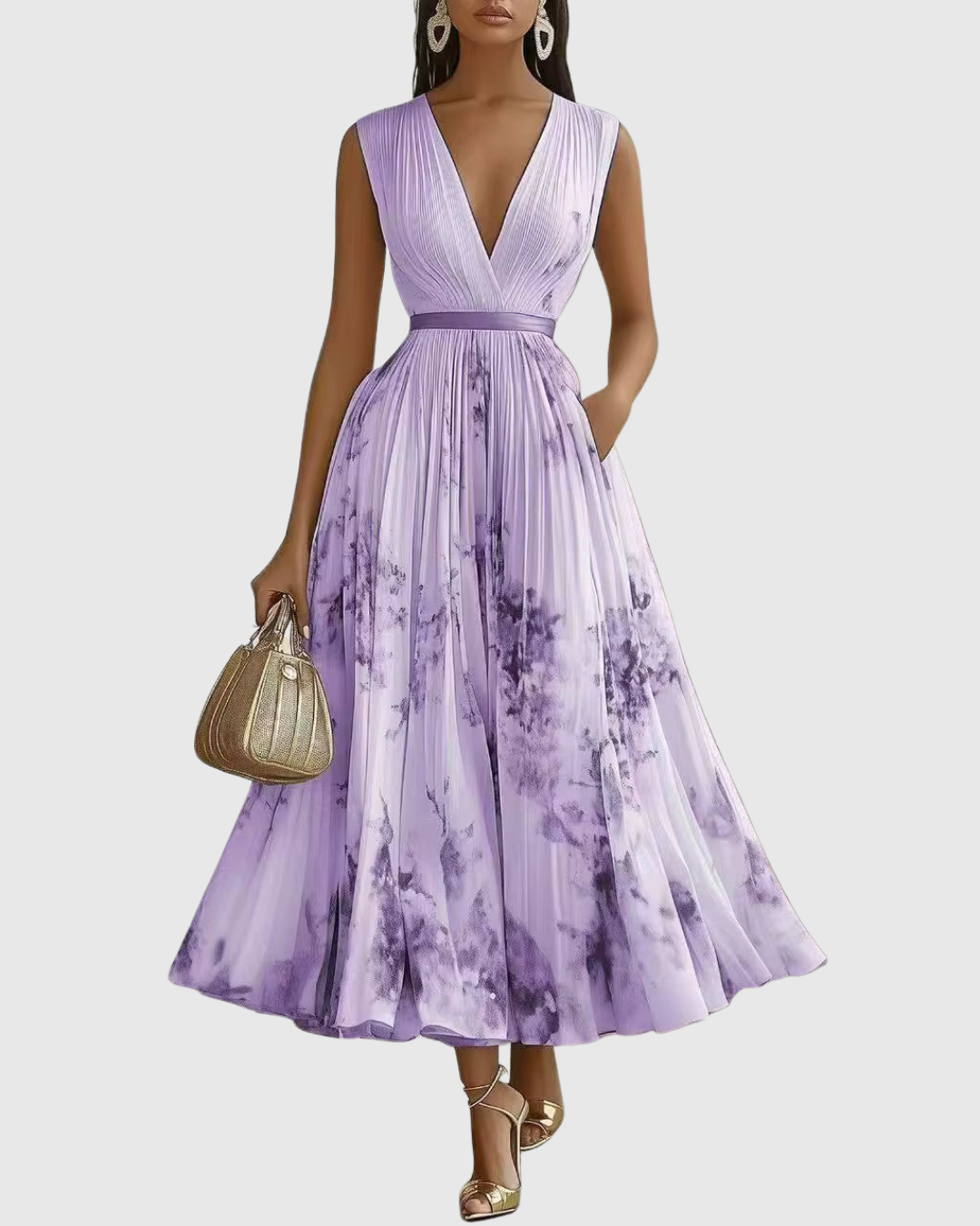 Rowella | Maxi abito elegante plissettato