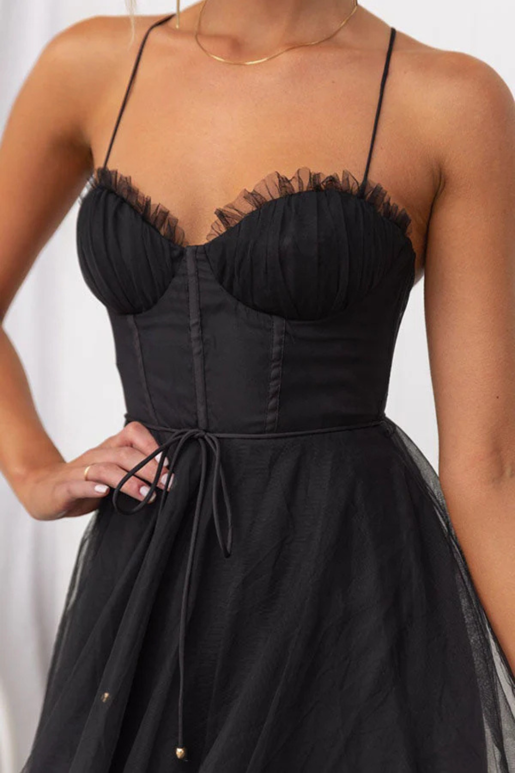 Robe Midi Femme Bustier en Tulle Élégant pour Soirées et Occasions Romantiques