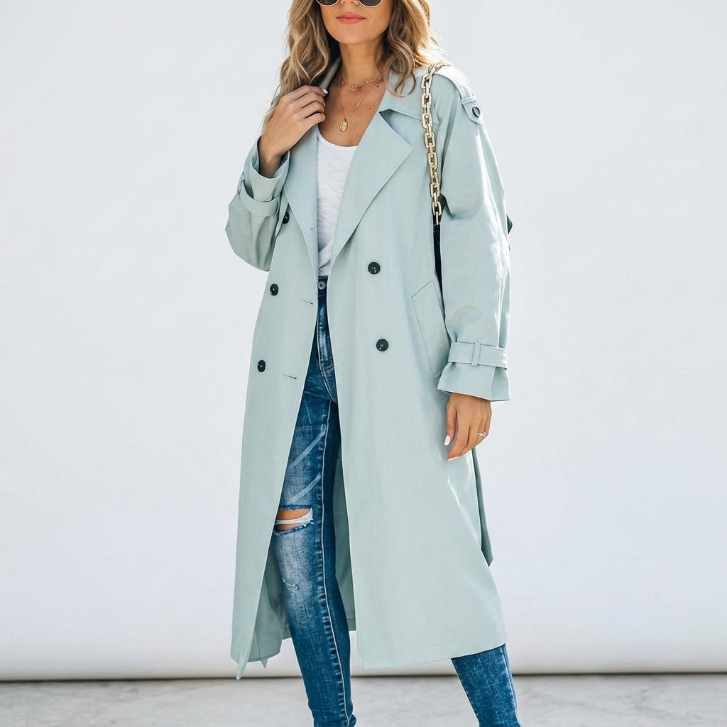 Alvanti - Trenci lung elegant la două rânduri pentru damă