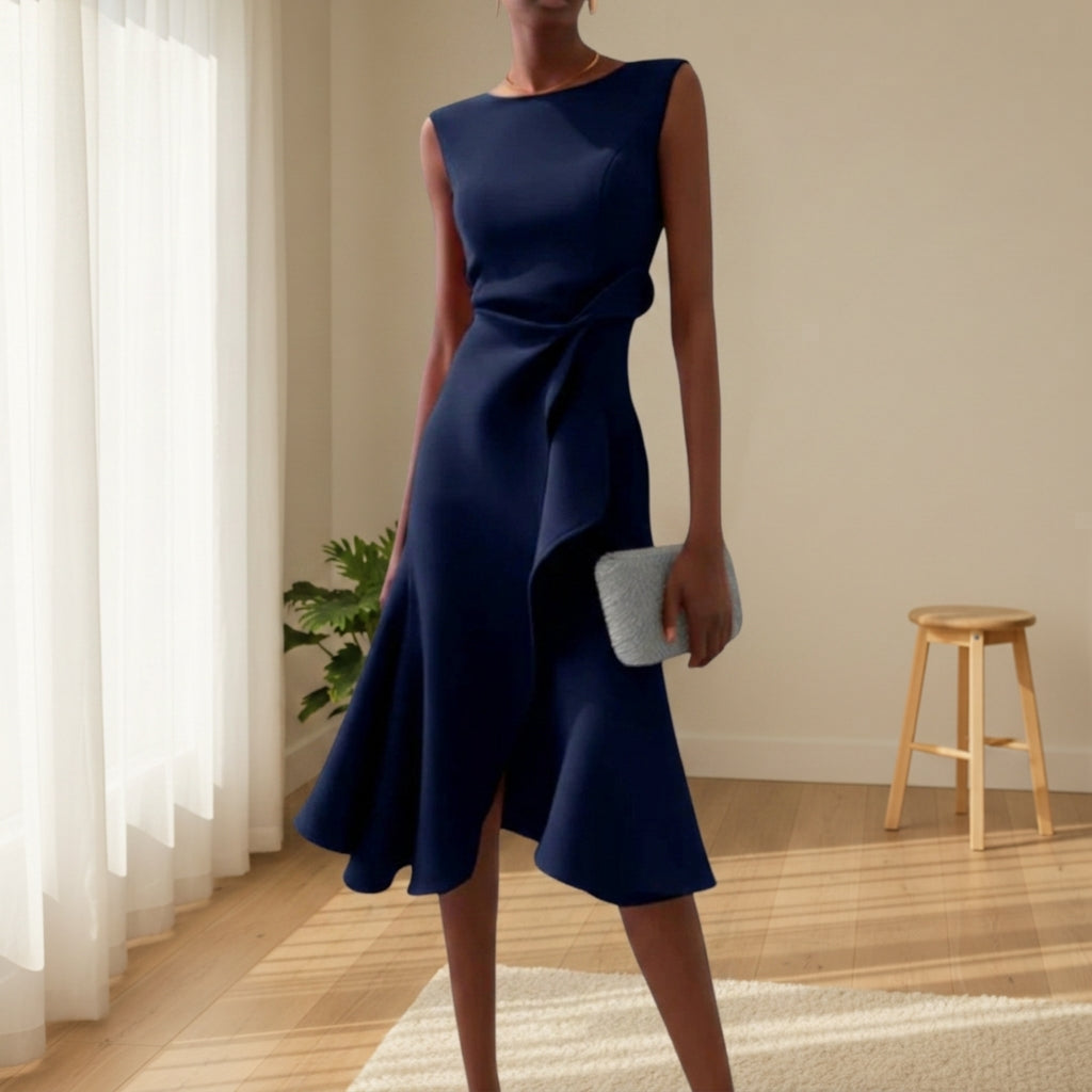 Positano - Women's Draped Asymmetric Midi Dress