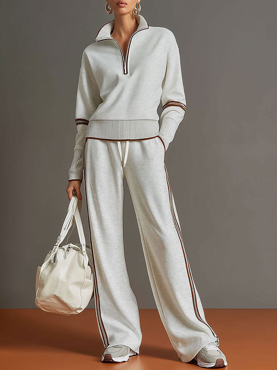 Women's Half-Zip Sweatshirt & Wide-Leg Trouser Co-Ord Set - photo 1